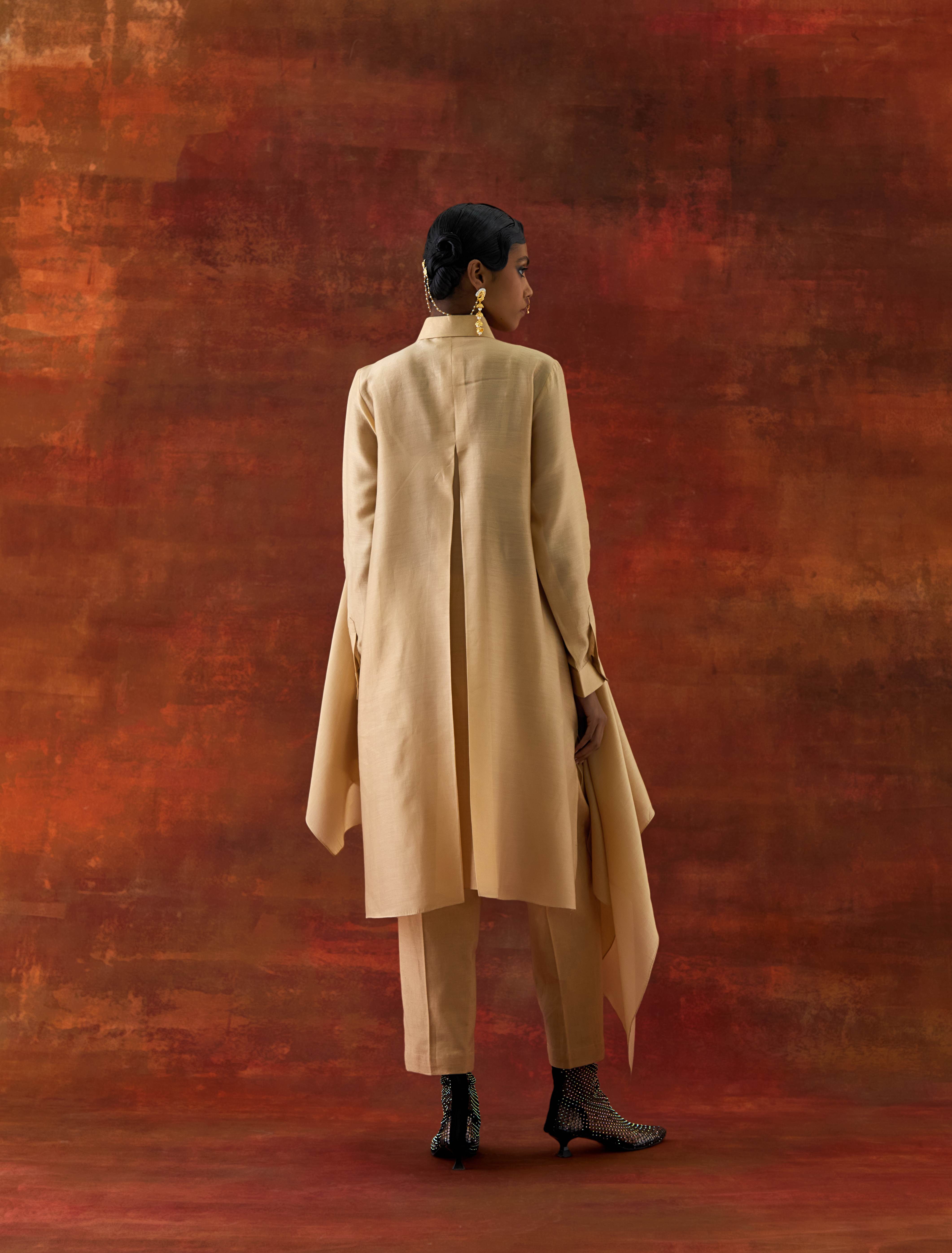EMB ORGANZA SHORT TRENCH WITH DRAPED SHIRT AND PANTS - image 4