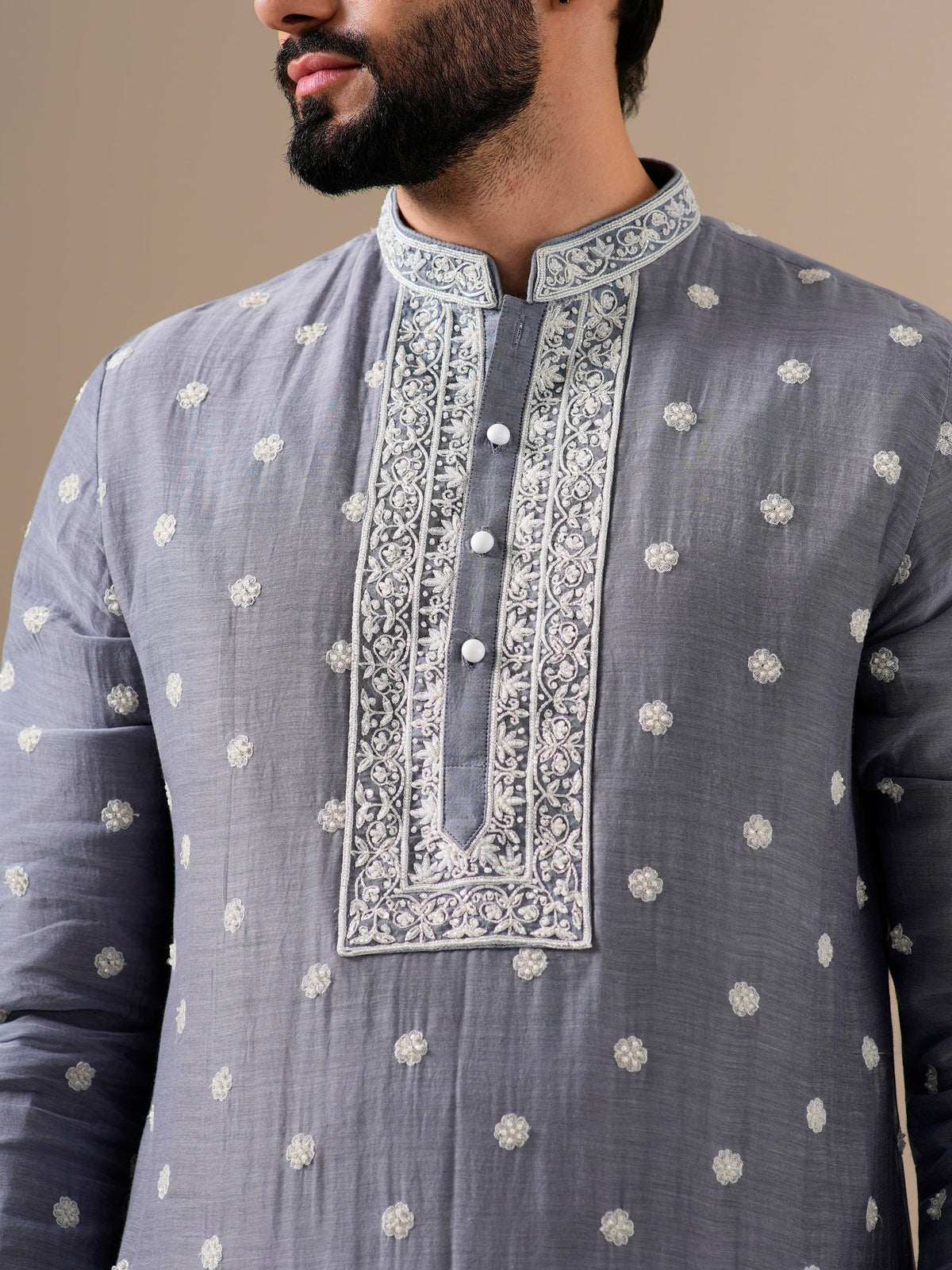 Grey Fleur Kurta Set