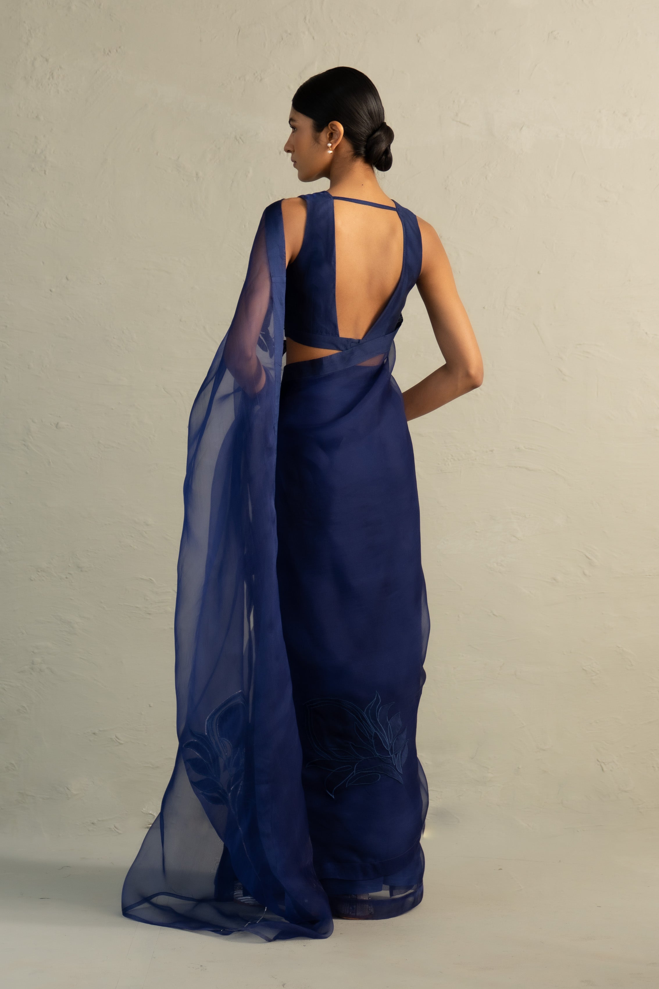 Blue Edit Organza Appliqu� Saree