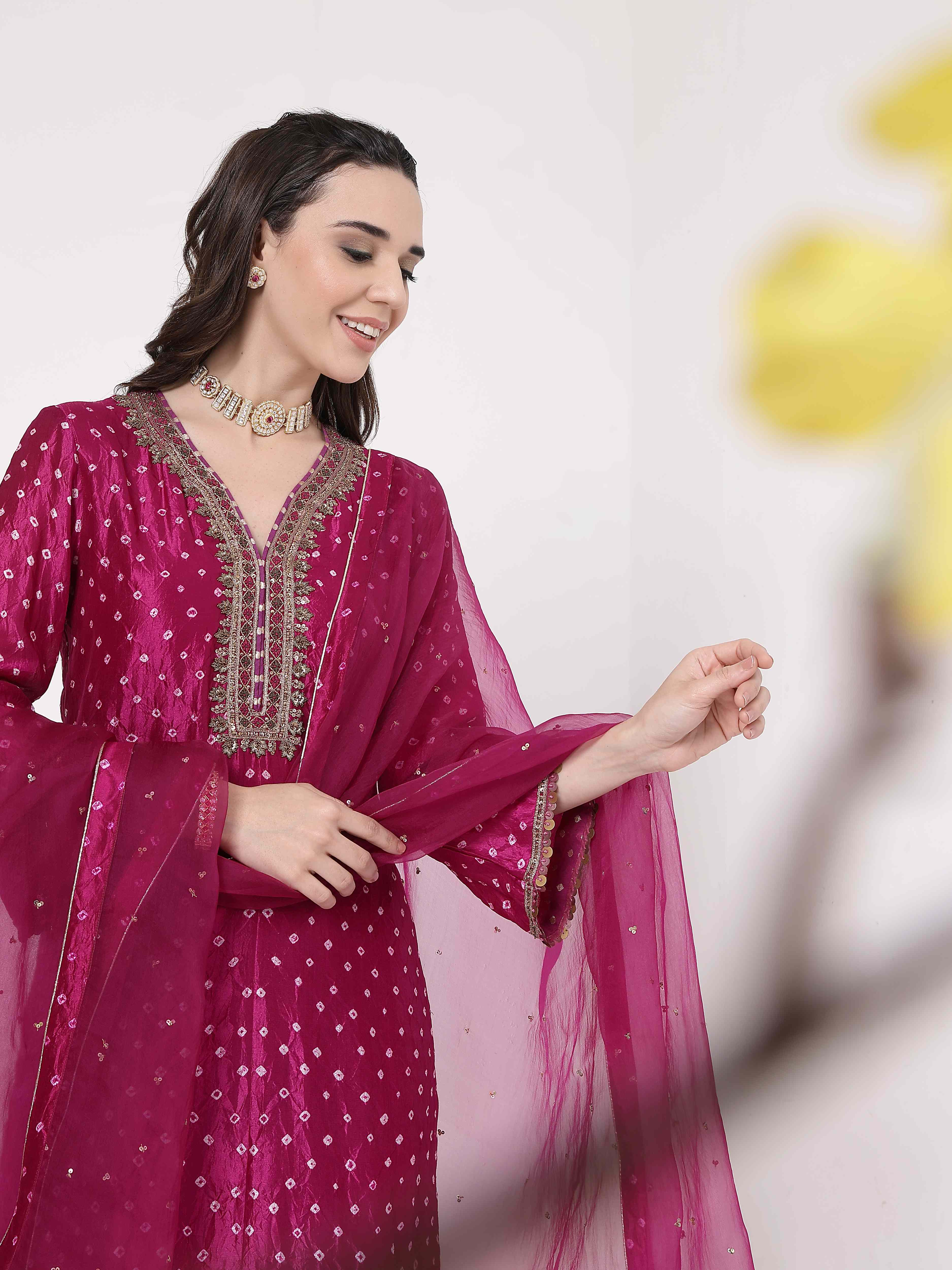 Violet Bandhani Salwar Set