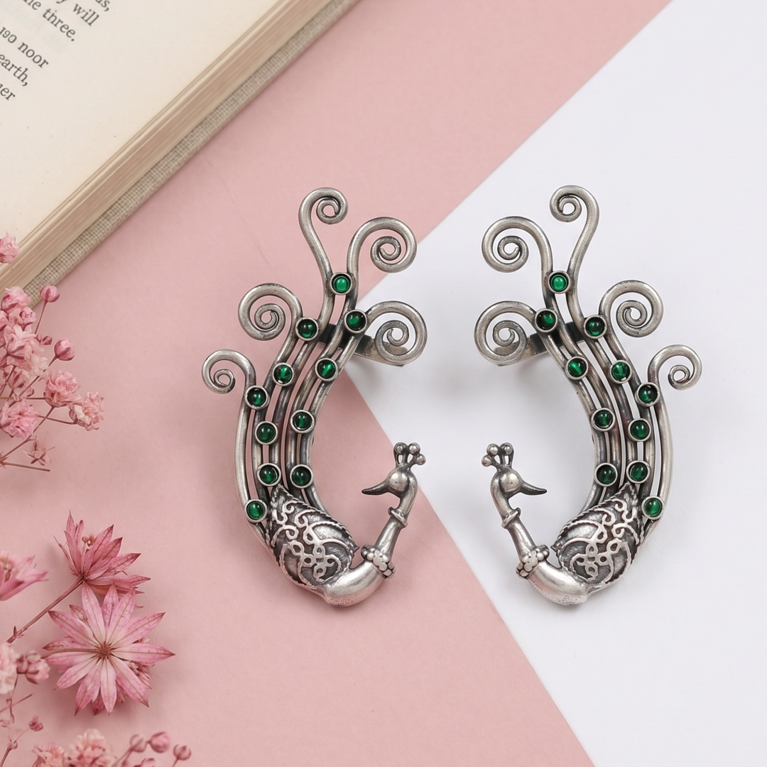 Sangeeta Boochra Artisan Peacock Statement Earrings