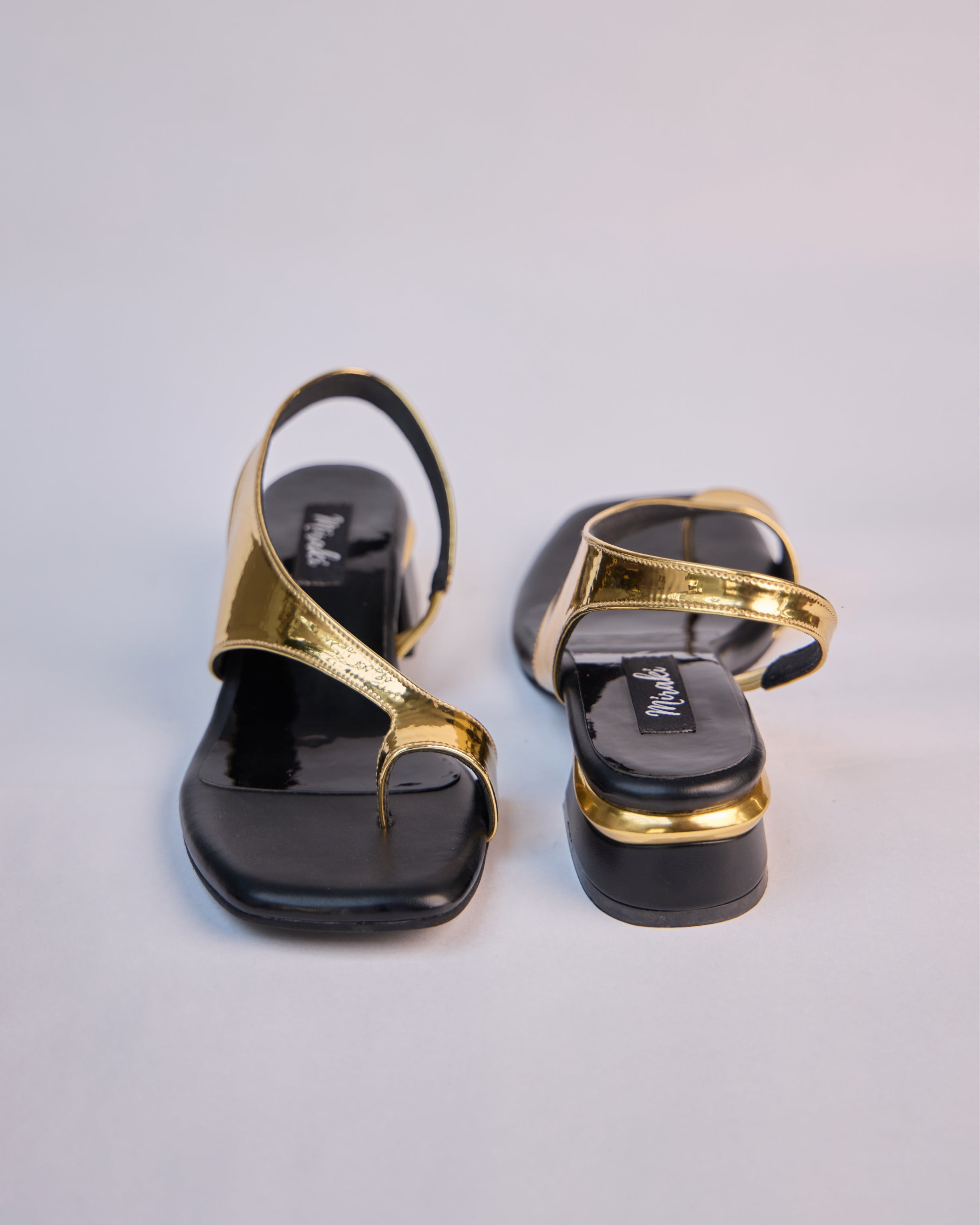 Gold Metallic Sculpted Heel Sandals