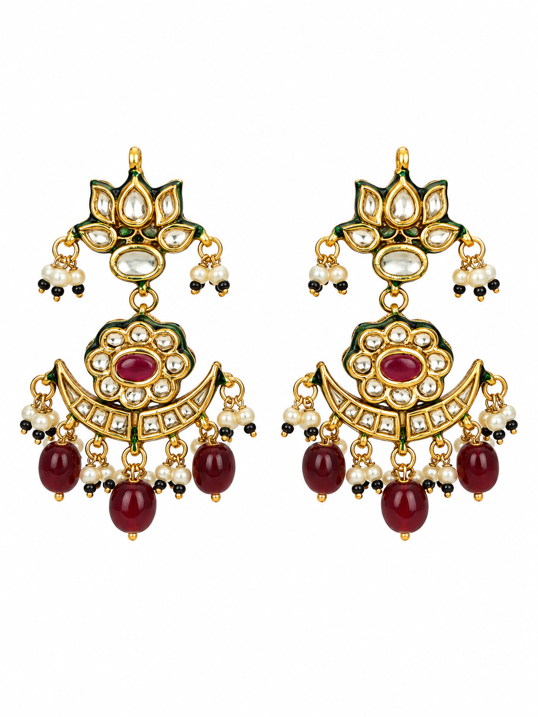Maroon Kundan Beaded Choker Earring Set