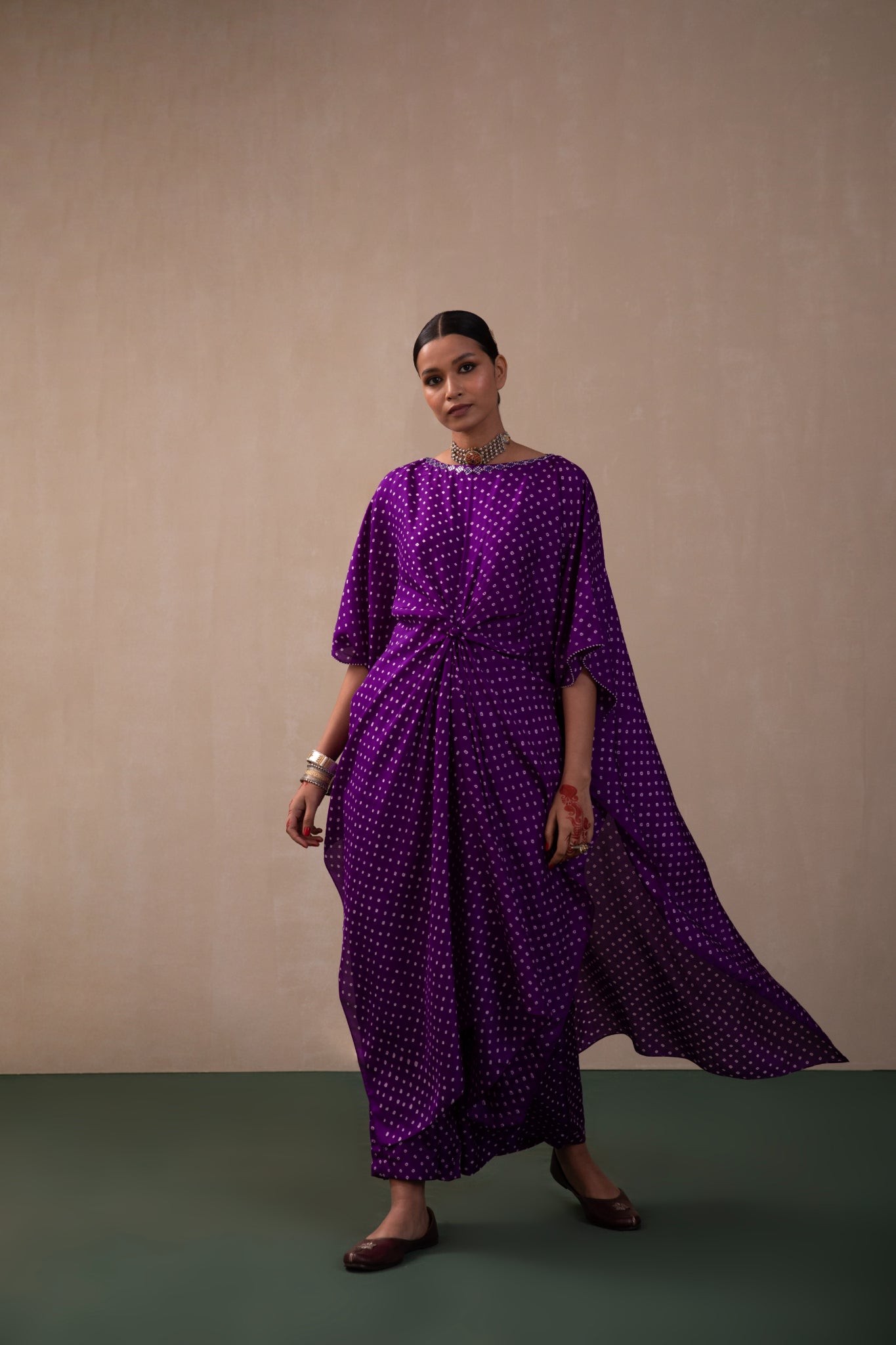 bandhni knot Kaftan with pants