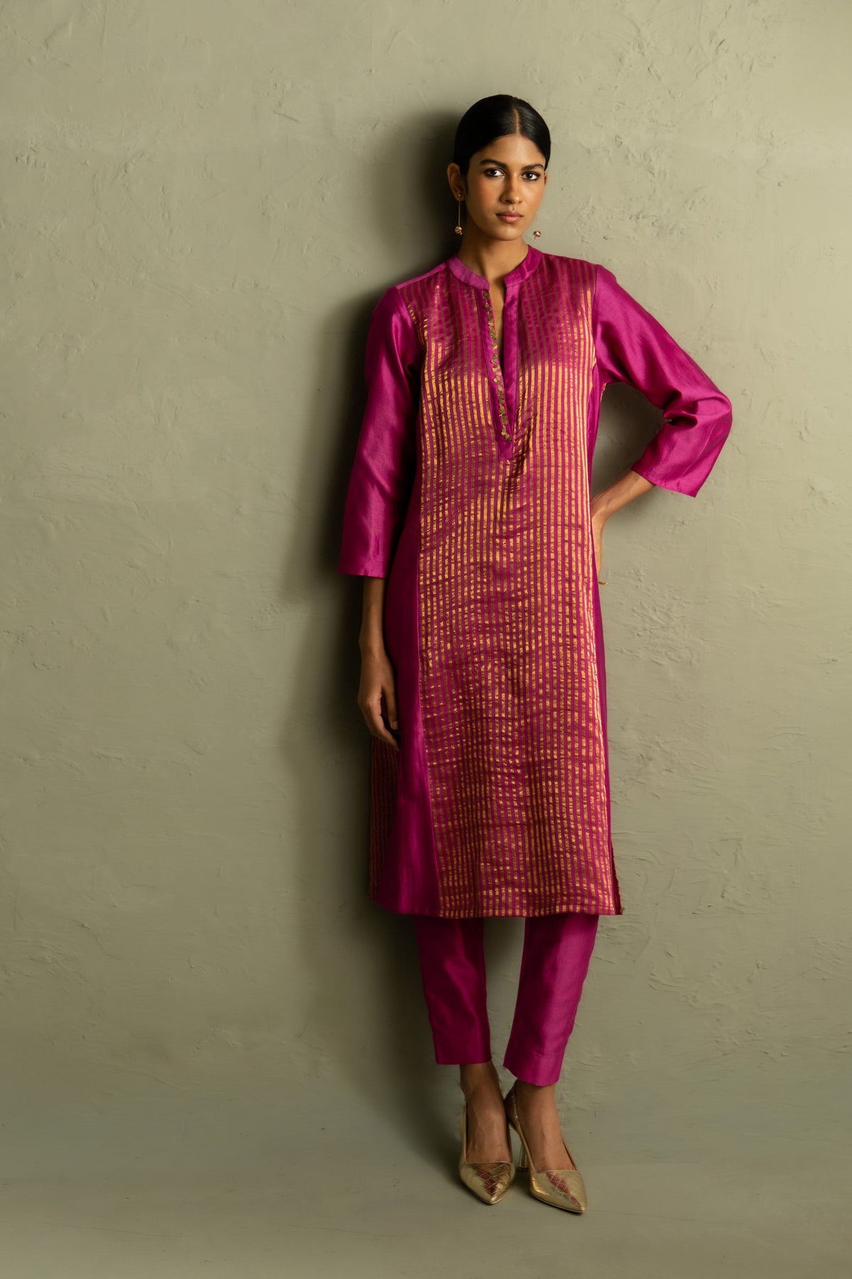 Ojas Pink Tissue Kurta Set