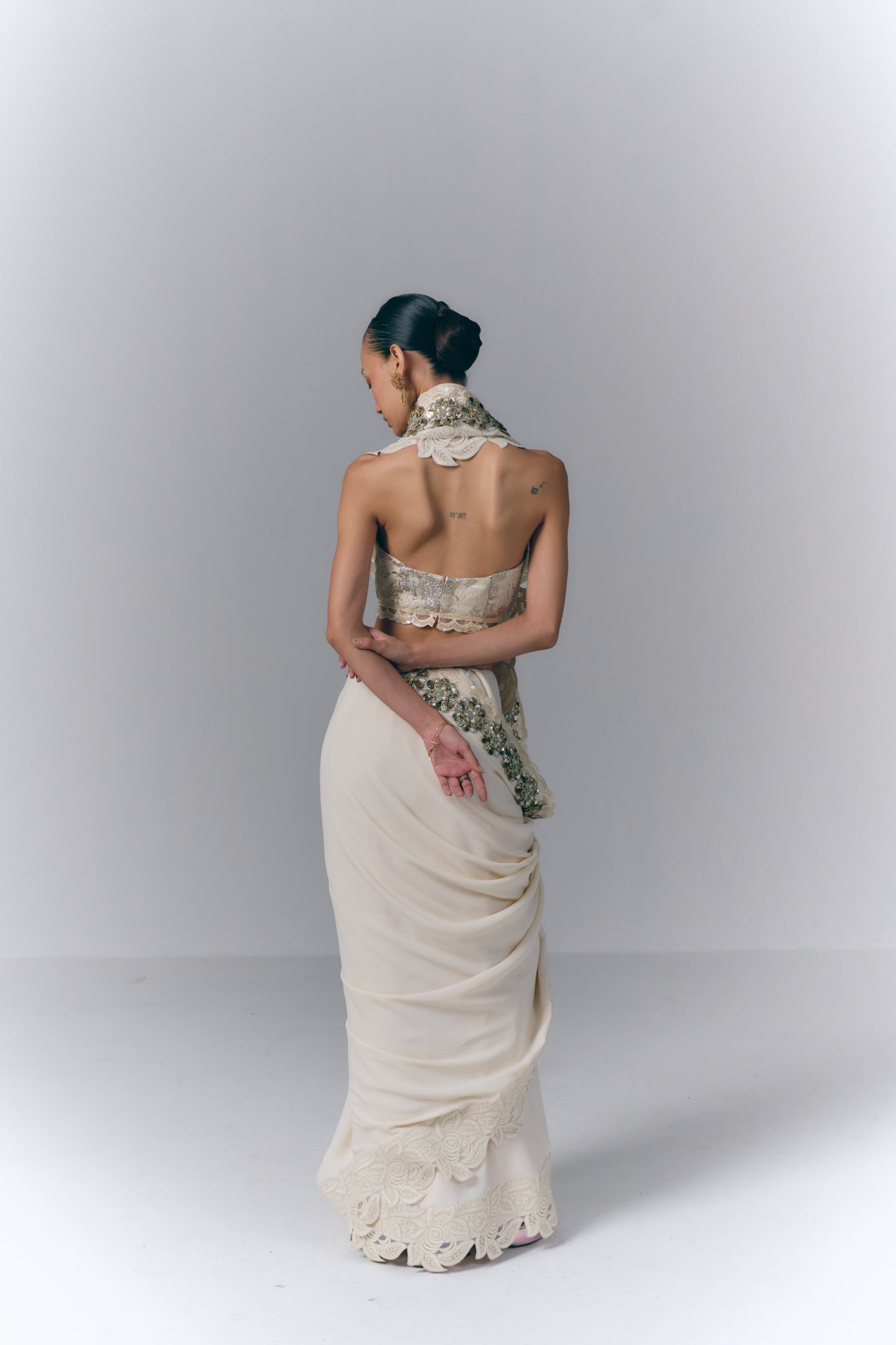 Ivory Pearl Saree