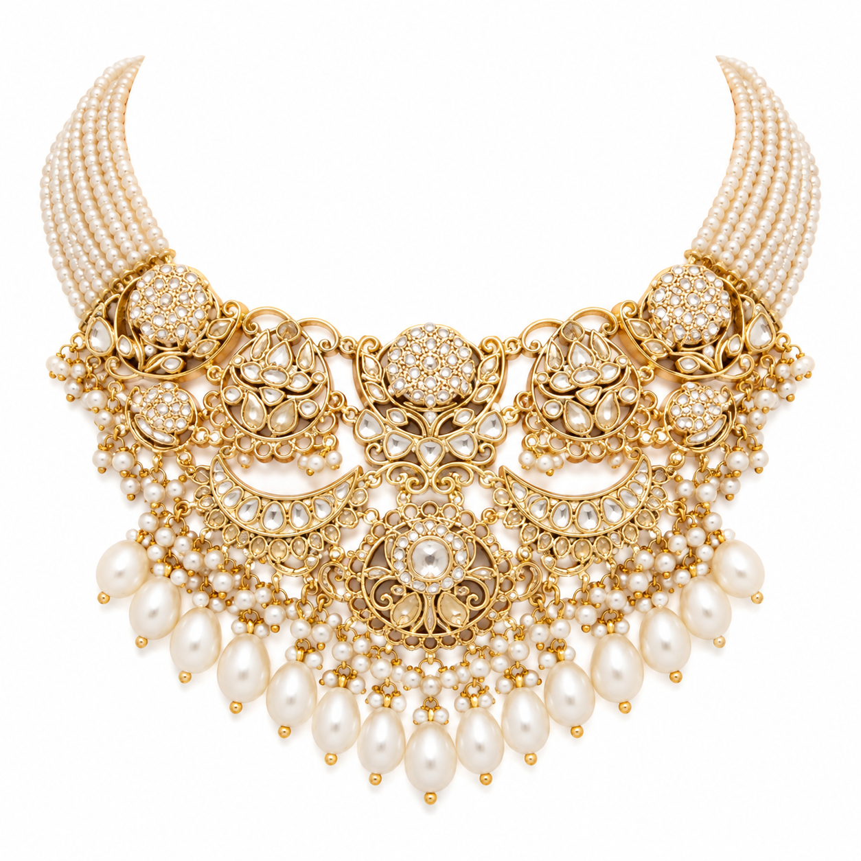 Pearl Kundan Layered Statement Necklace Set