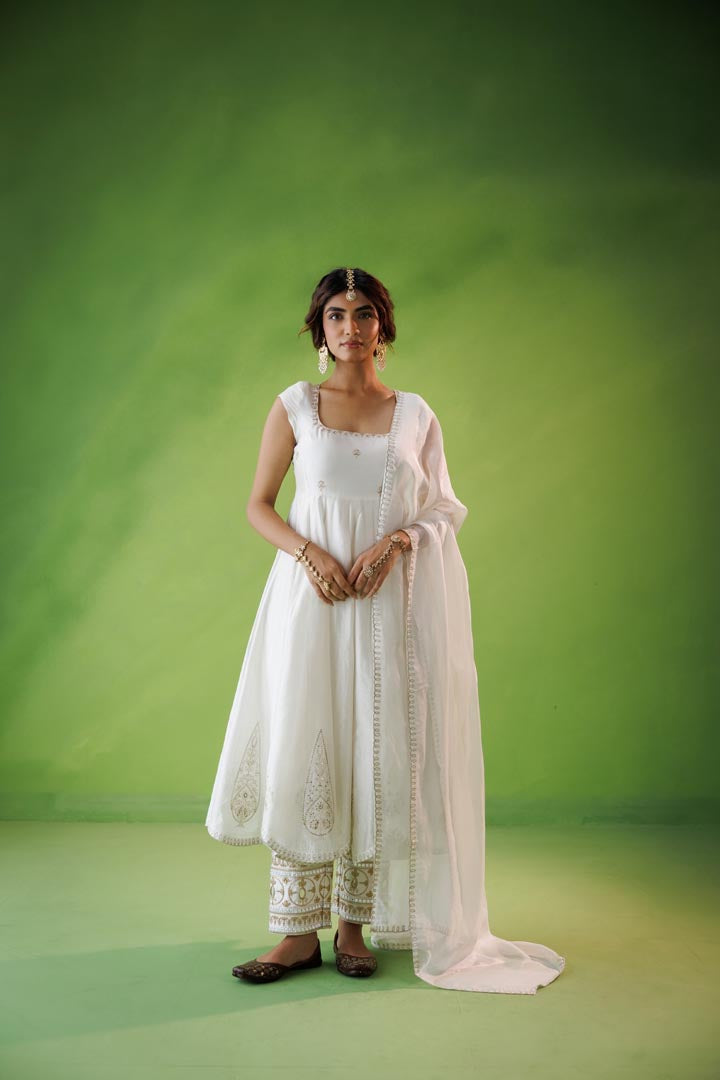 Ivory anarkali set