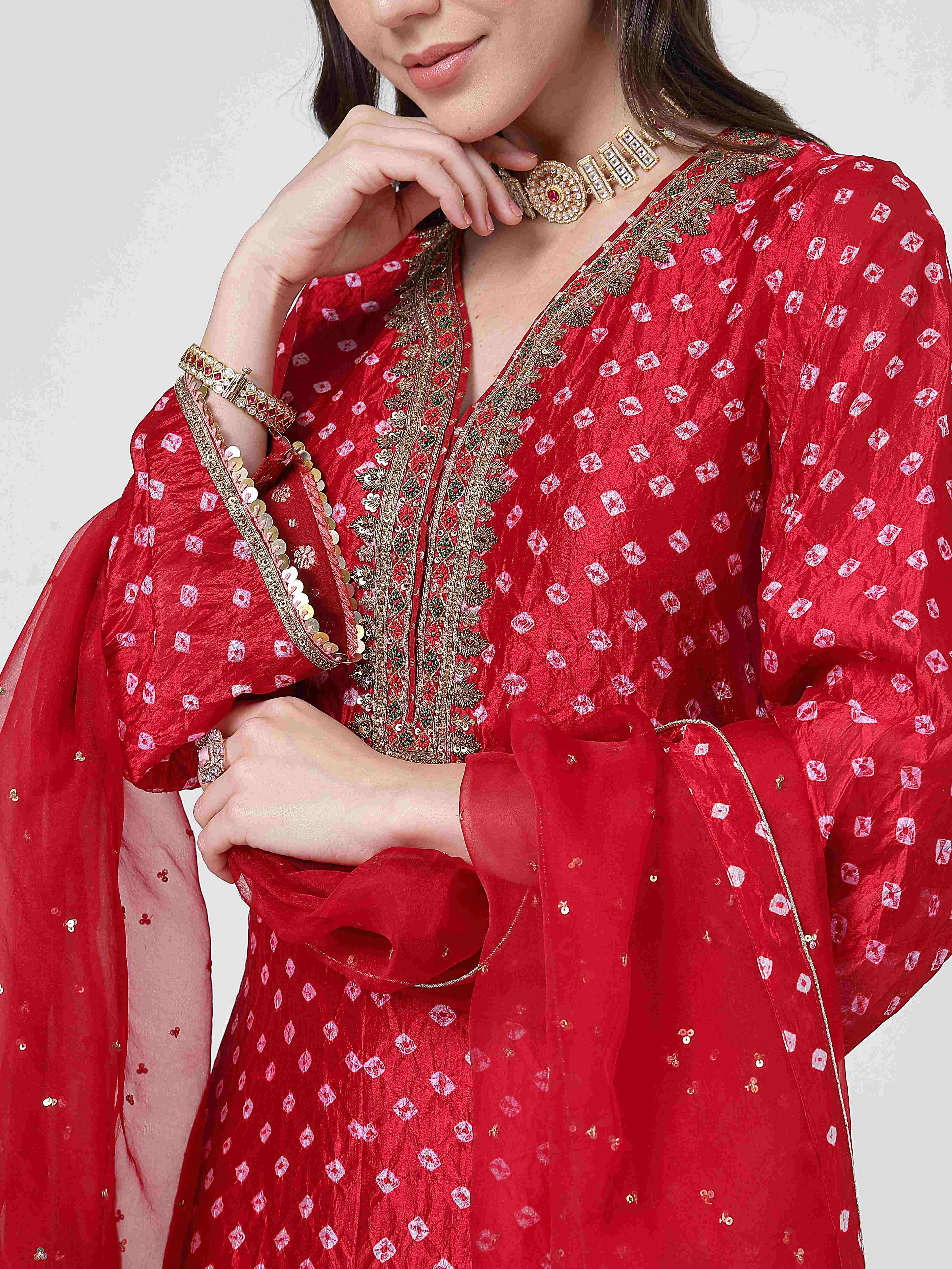Crimson Bandhani Salwar Set