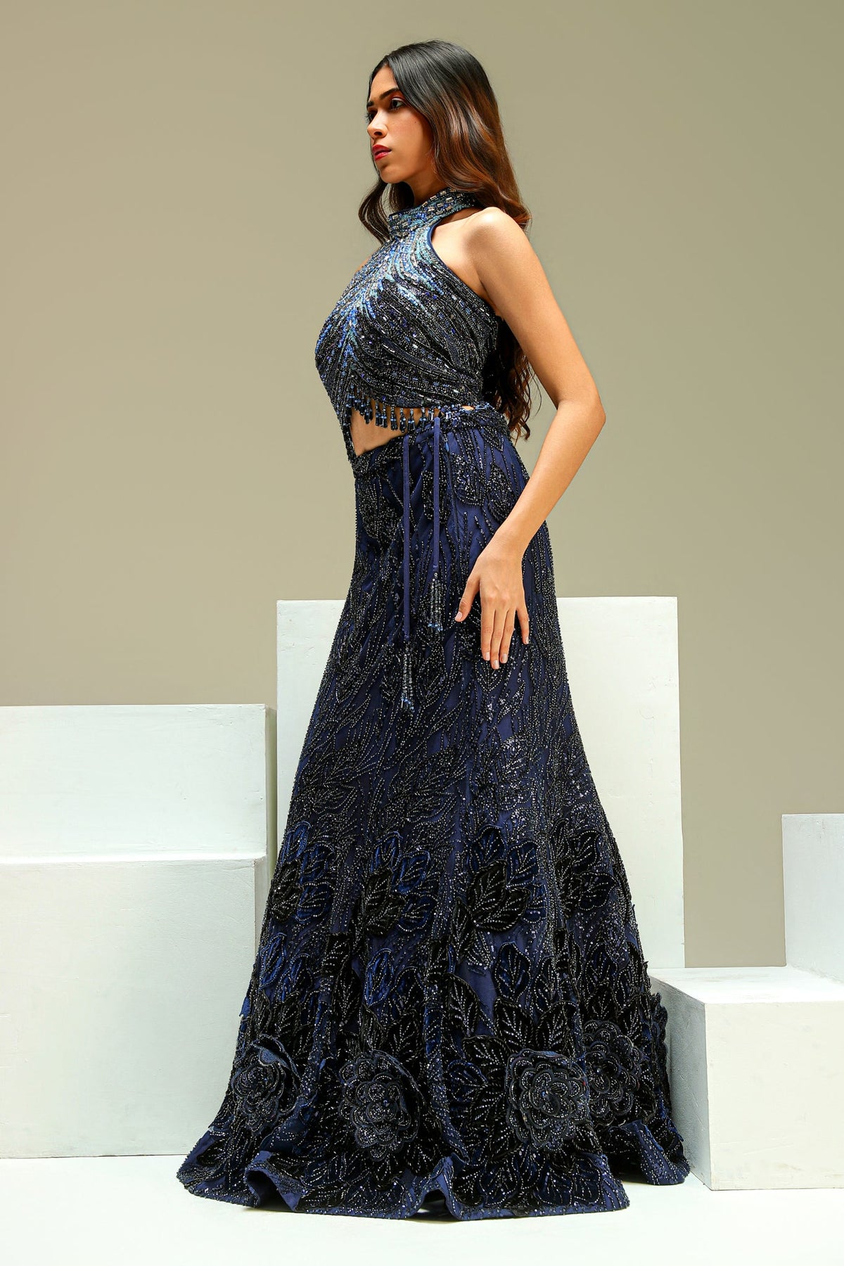 Noir Sapphire Net Lehenga Set