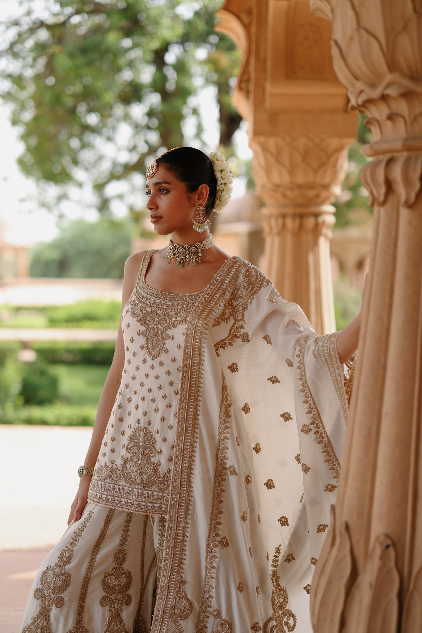 Shabnam - Daisy Ivory Kurta Set with Sharara & Dupatta
