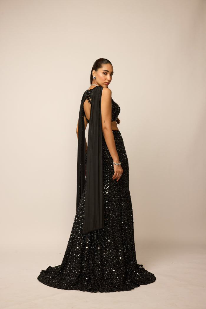 Black Fishcut Lehenga Set