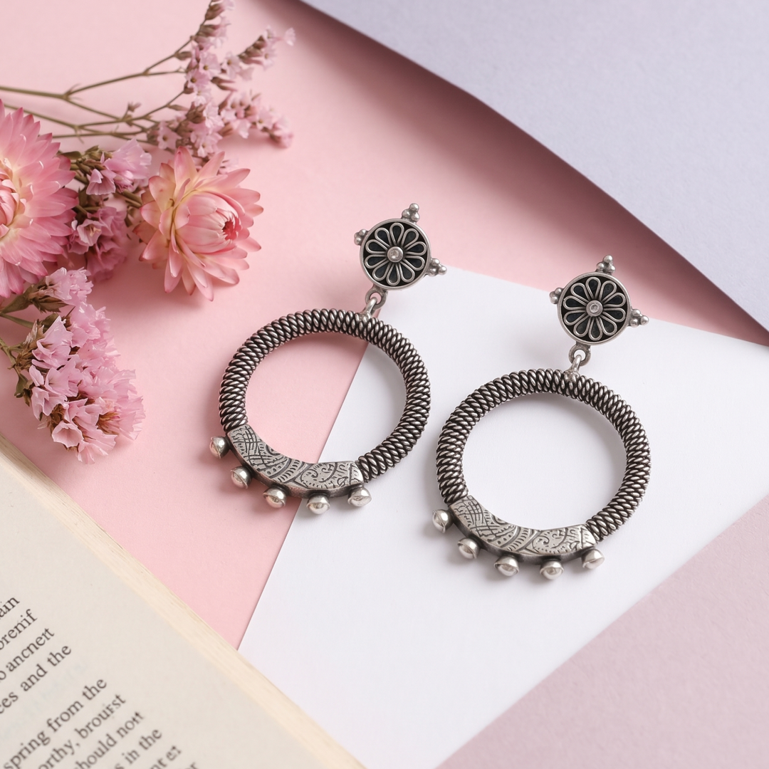 Handcrafted Tribal Silver Hoops by Sangeeta Boochra