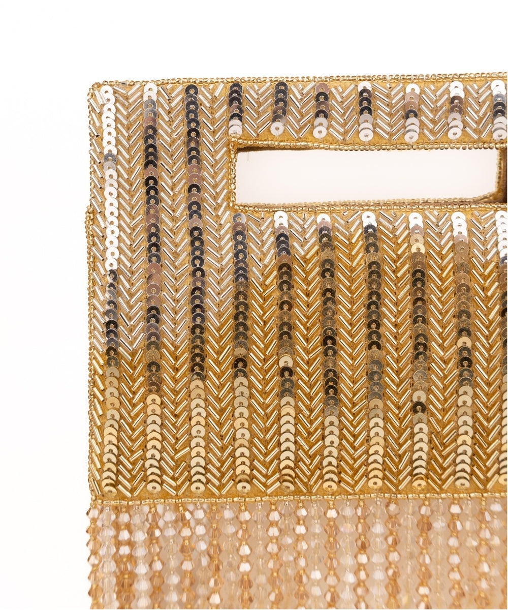Ayla Gold and Silver Suede Embellished Clutch