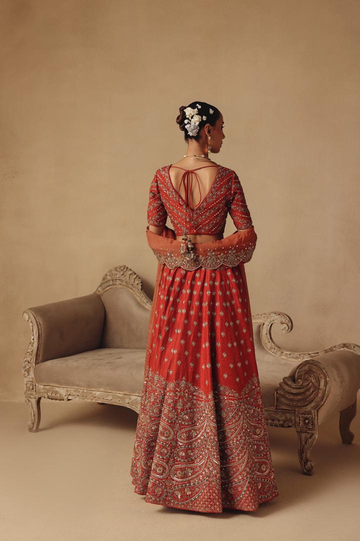 Raw Silk Heavy Hand Embroidery Elegant Timeless Wedding Lehenga