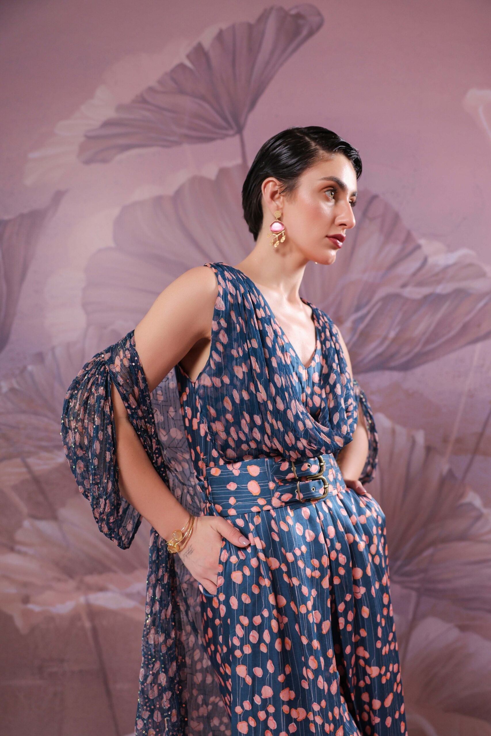 The Telegraph                           prussian blue cowl jumpsuit