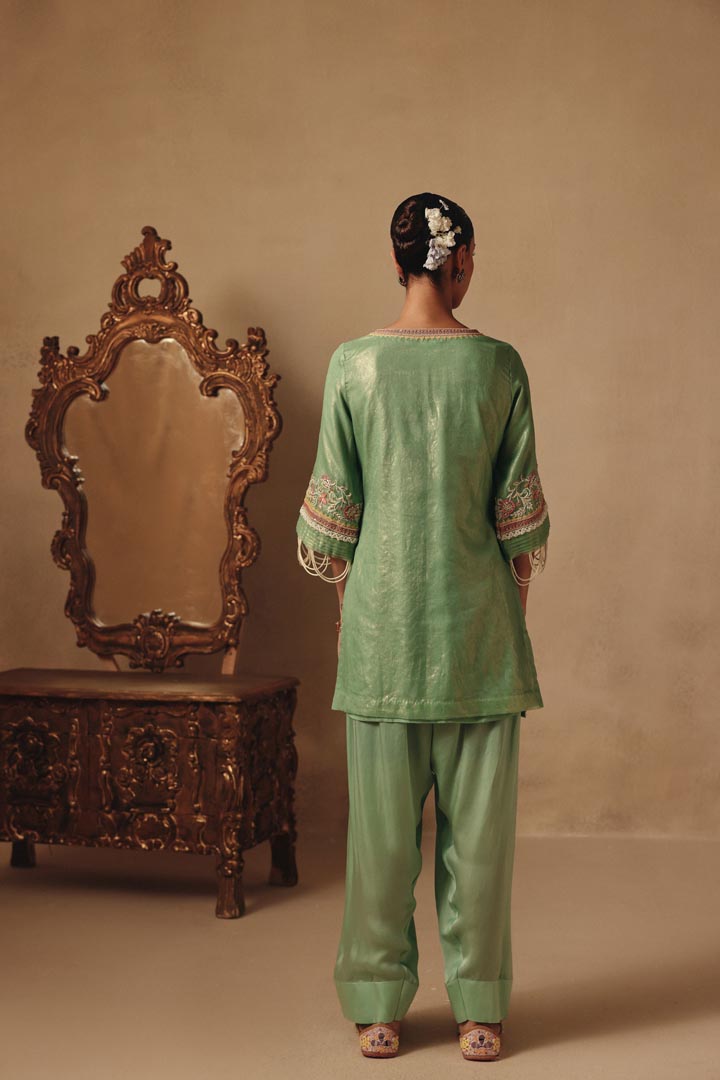 Teal Farsi Pants Dupatta  Embroidery Suit Set