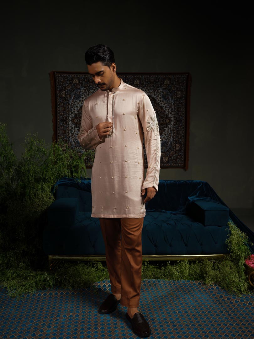 Peach Palm Kurta Set