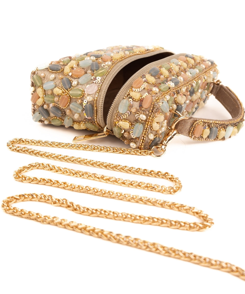 Abia Pastel Georgette Embellished Vanity Bag