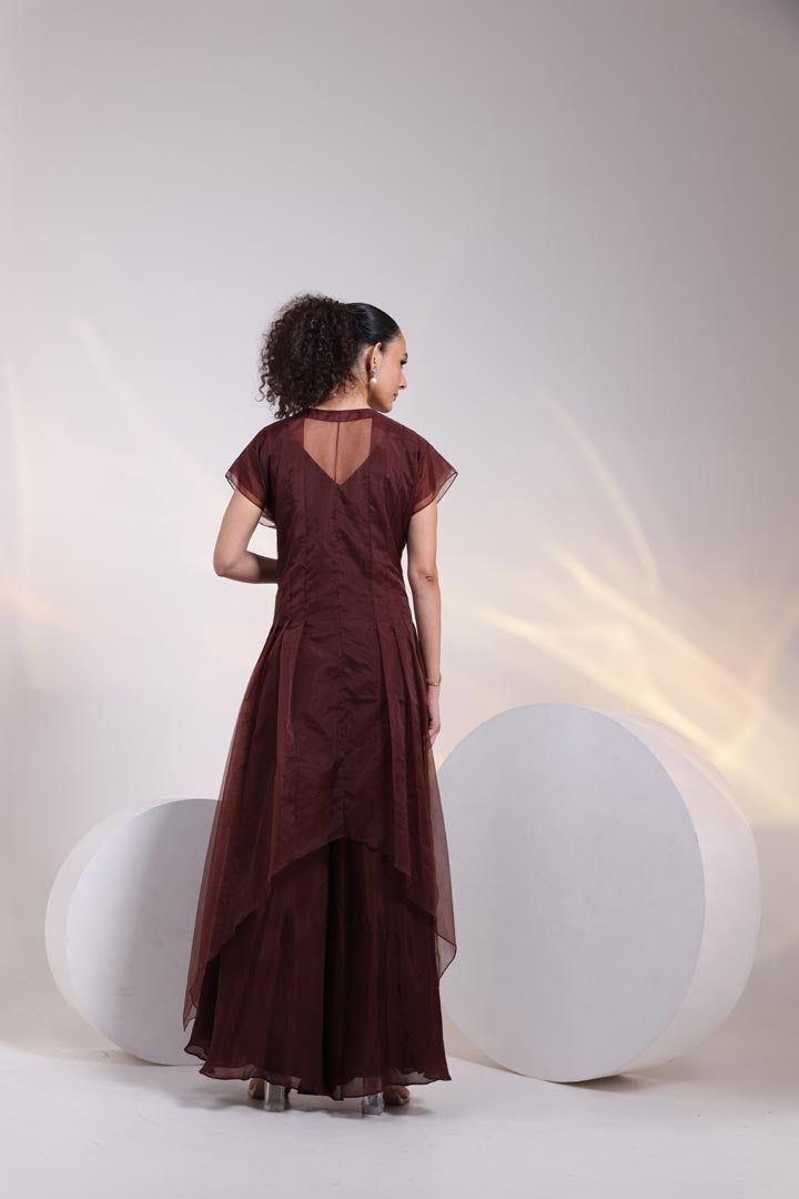 Pearl perfection jumpsuit and cape set AAD487BROWN