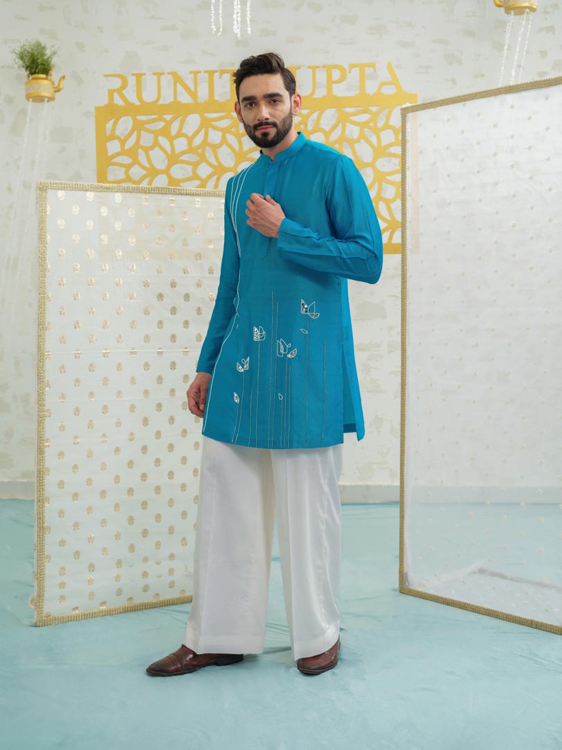 Mosaic Flower Blue Kurta set