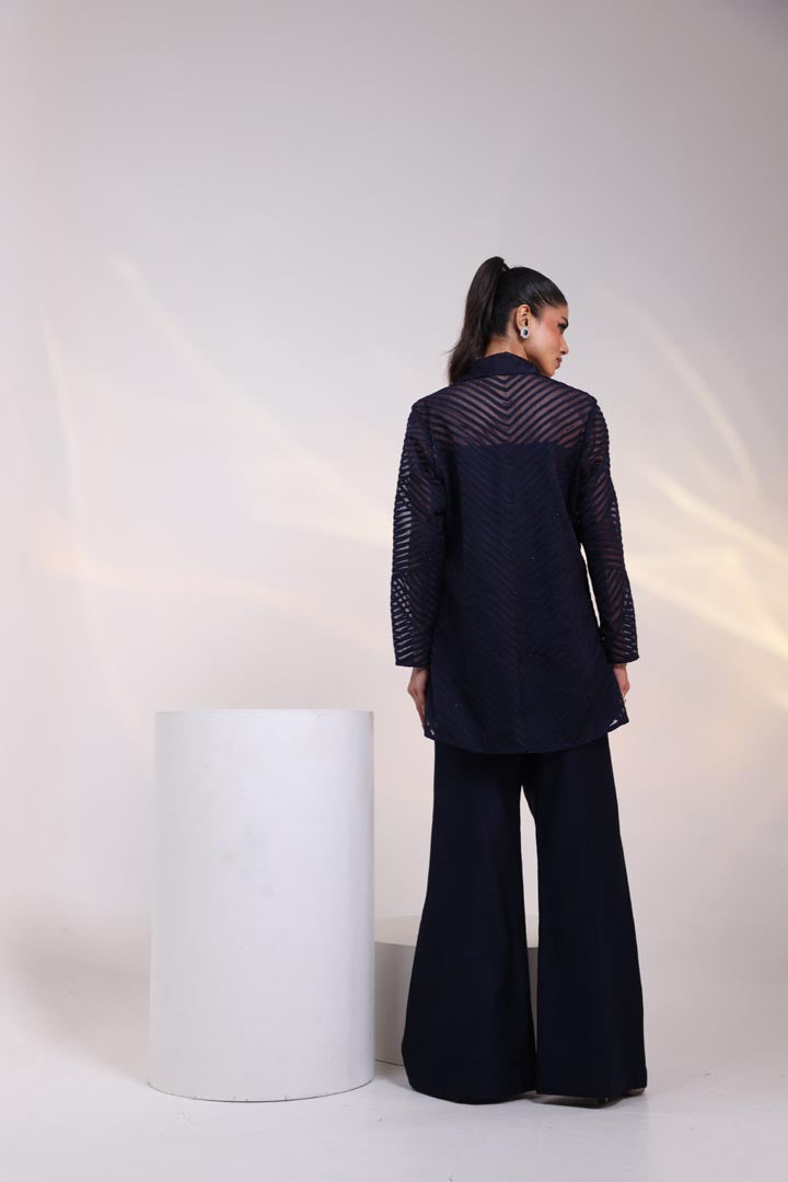 Midnight Mesh Embellished Co-ord Set AAD630BLUE