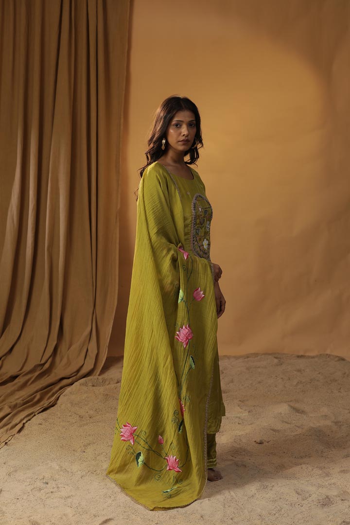 Image of HERBAL GARDEN EMBROIDERED SUIT SET