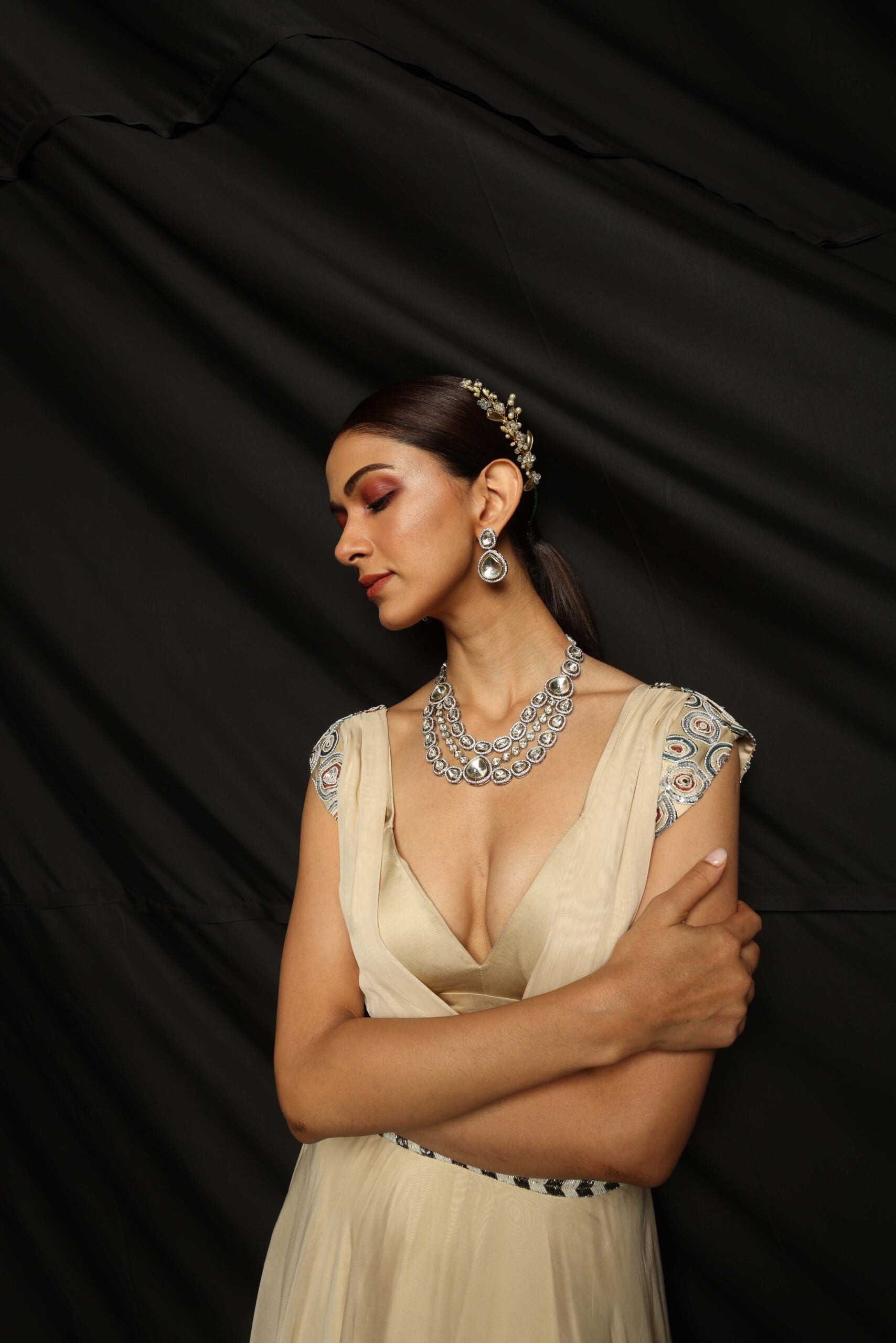 STARLA COWL NECK DOUBLE LAYERED GOWN
