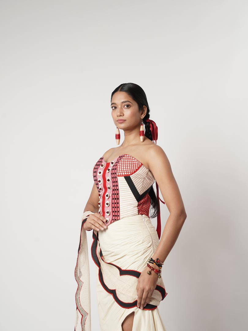 DRAPED LAYER SKIRT WITH NAGA CORSET