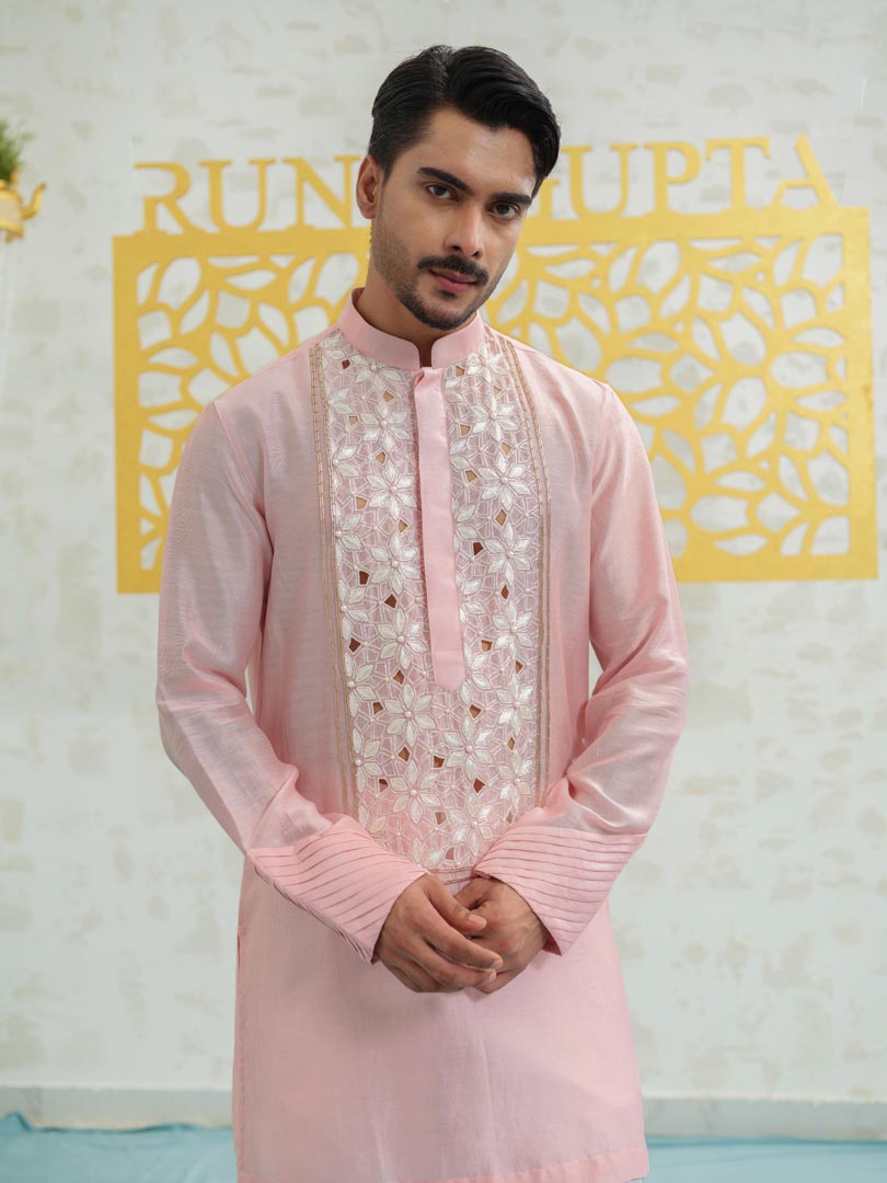 Pink cutwork Kurta set