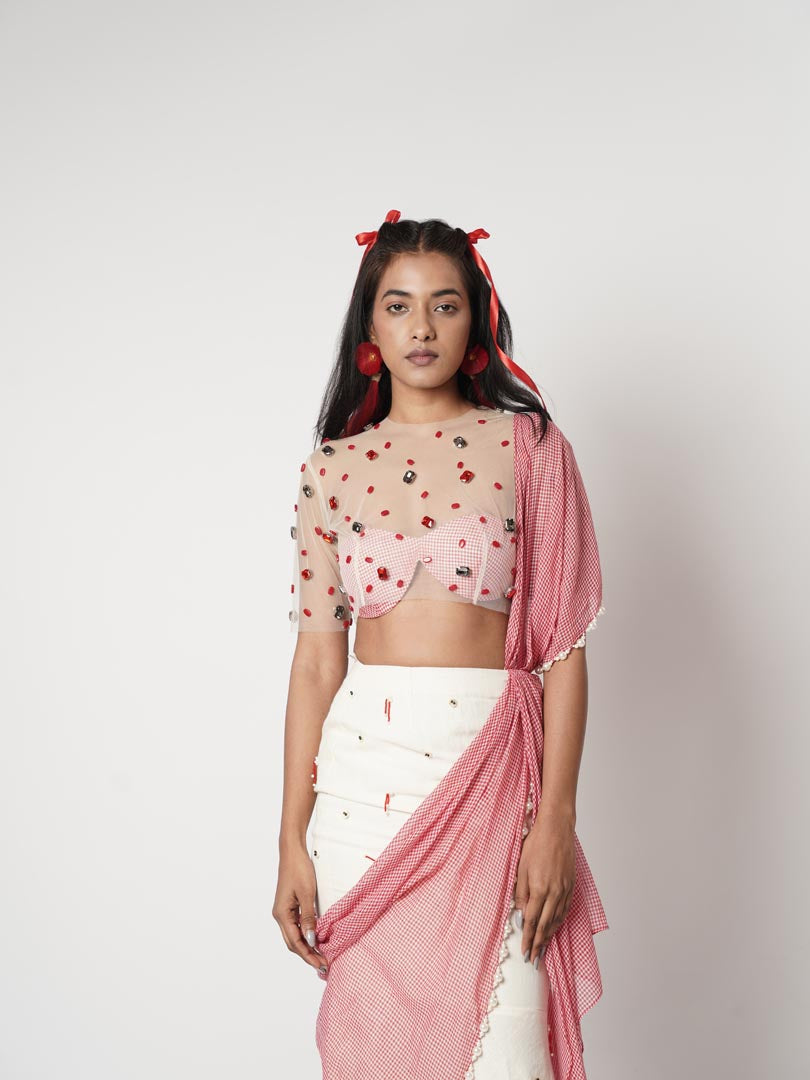 GAMCHA CRYSTAL DRAPE SAREE