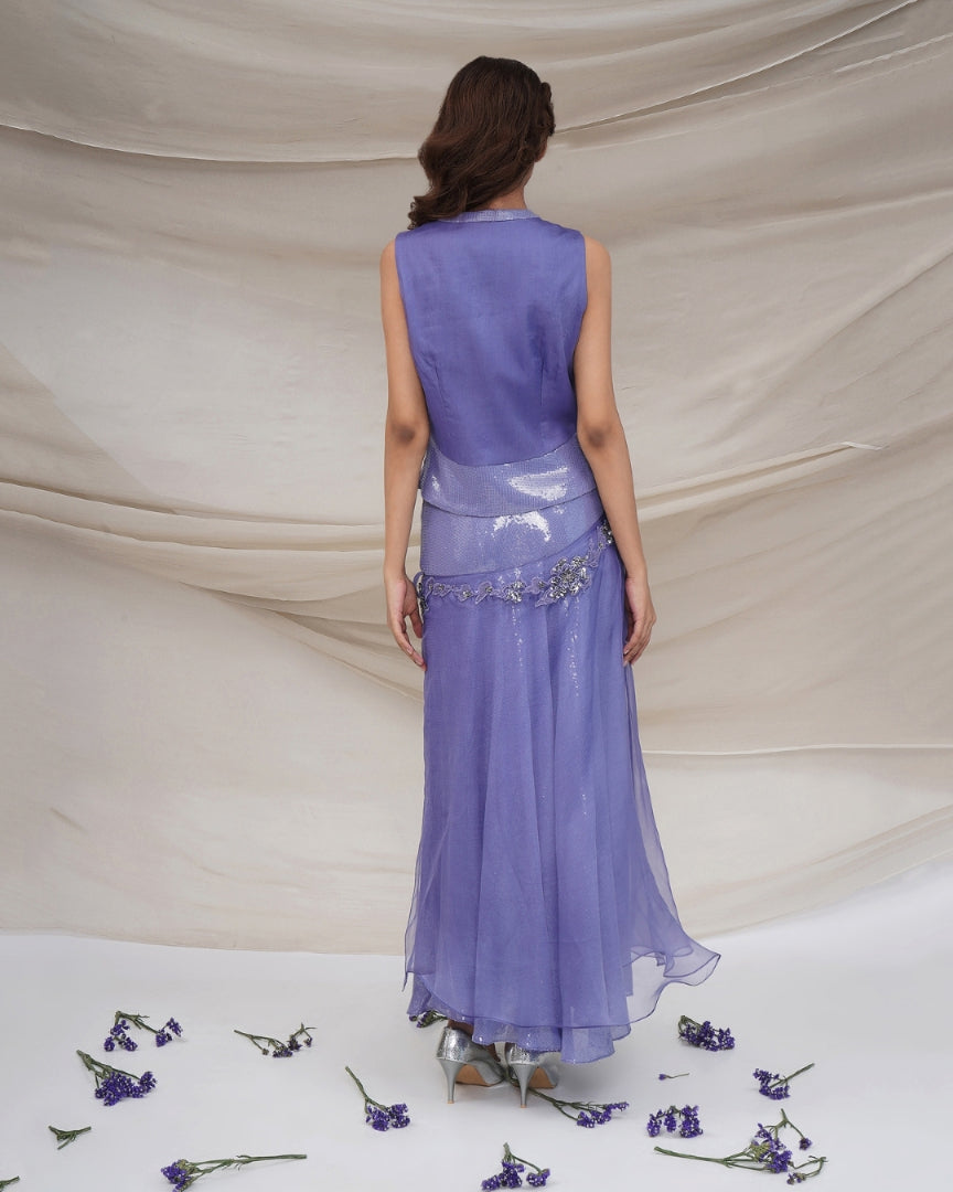 Lavender waistcoat & Sequin Skirt