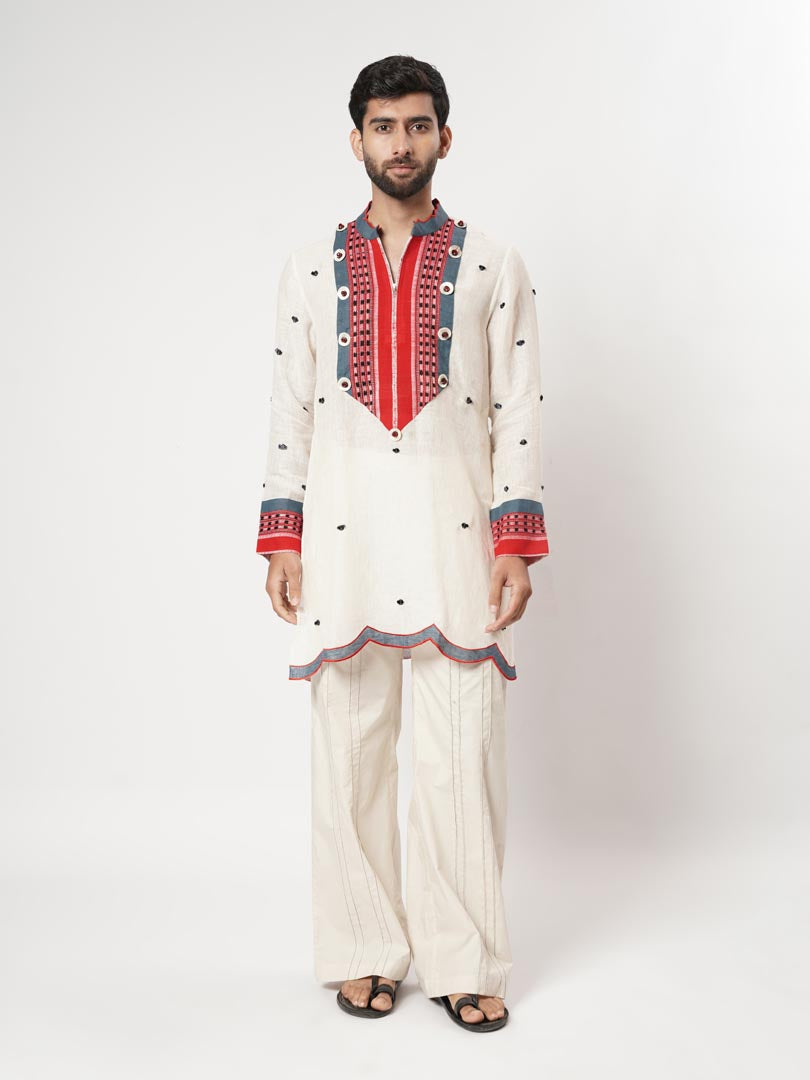 SCALLOPED NAGA BINDI YOKE KURTA SET