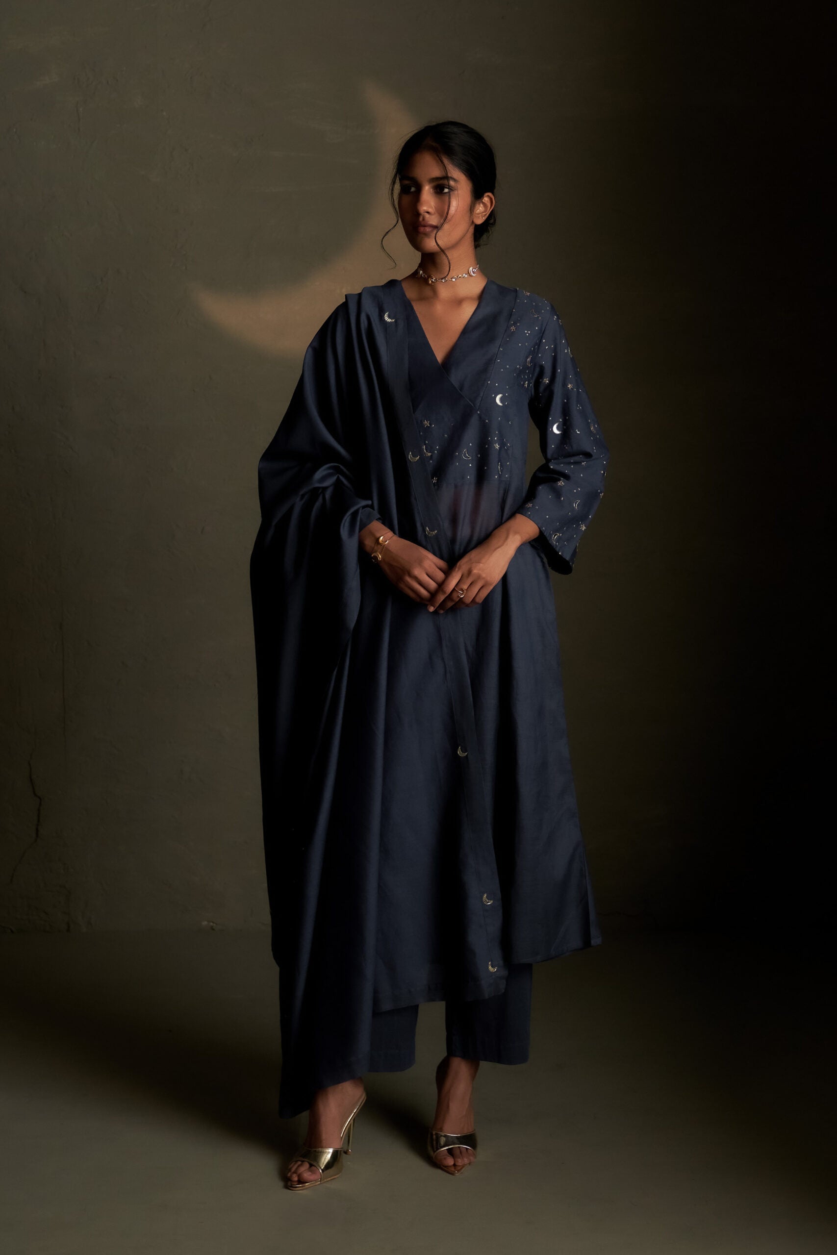 Blue Dusk Double Yoke kurta set