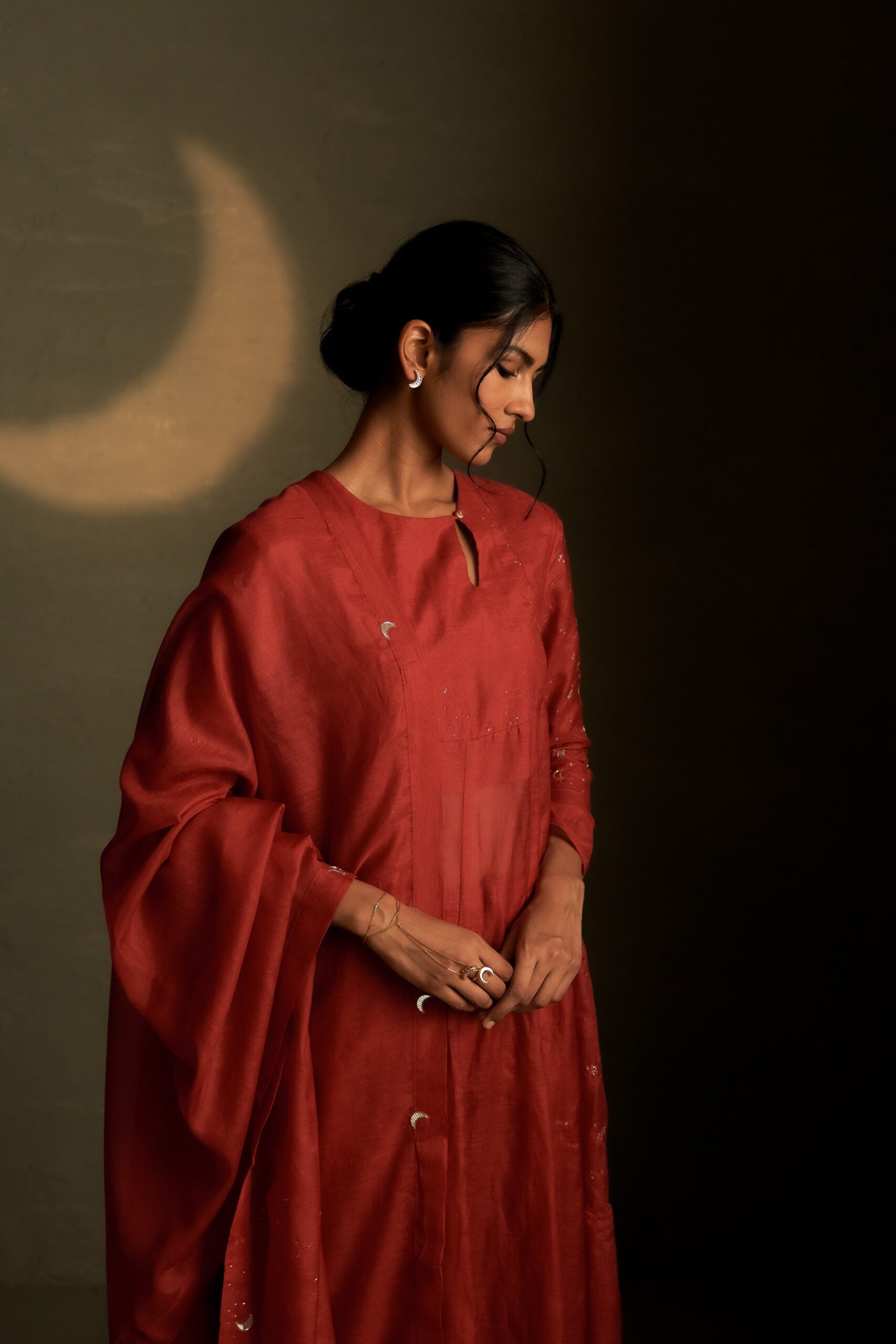 Moonlit Crimson Chaand Anarkali