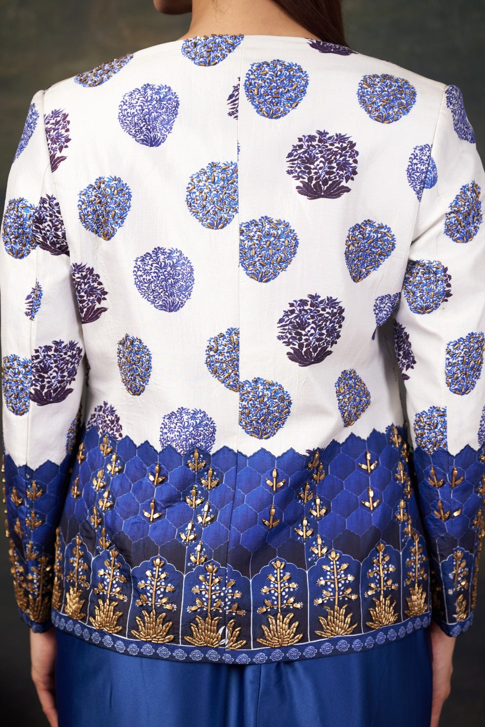 Hand Embroidered Coat with Pre-Draped Saree