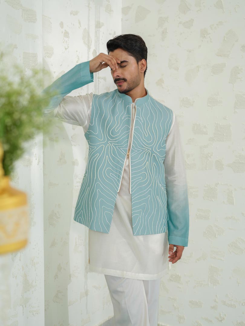 Contour Blue Zipper bundi set