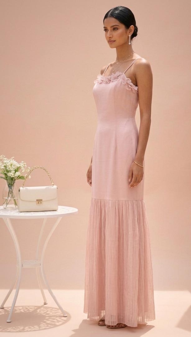 THETAA Aria  Layered Satin & Crushed Organza Dress Set