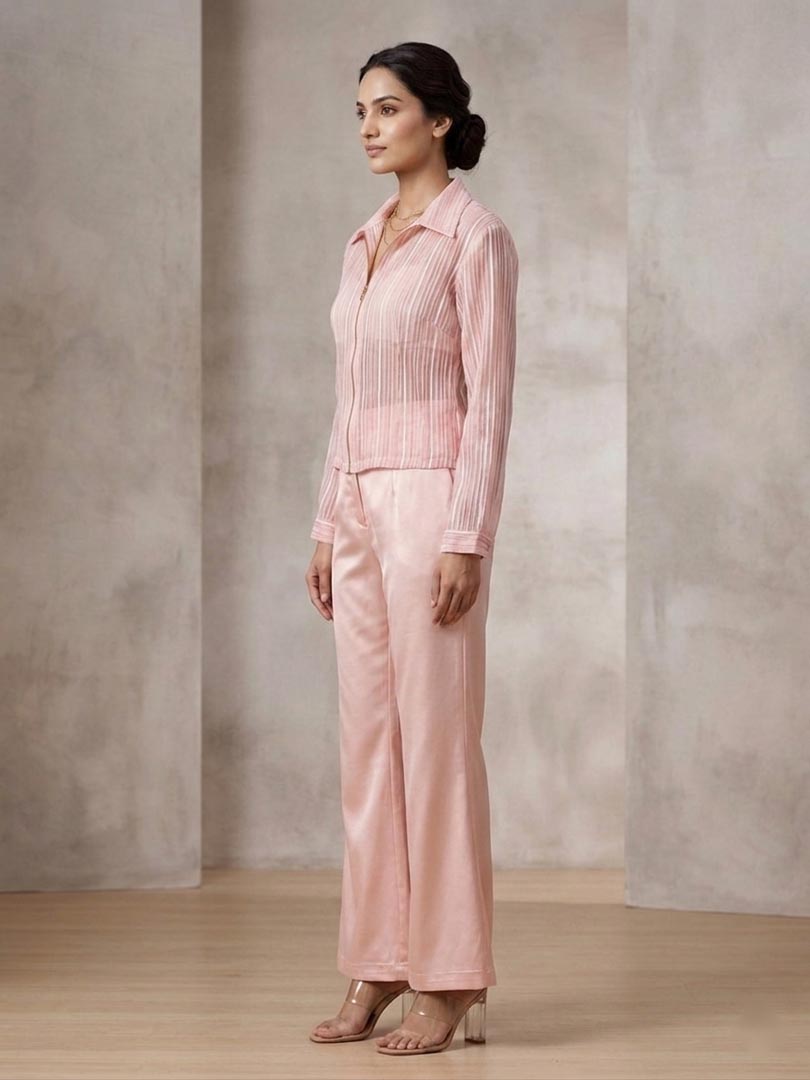 THETAA Aura  Embroidered Satin & Organza Co-ord Set