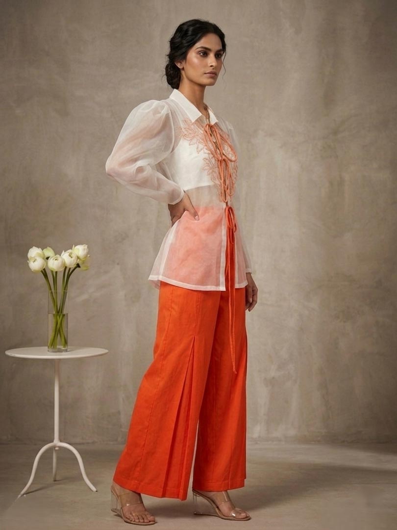 THETAA Solara  Embroidered Cotton Satin Co-ord Set