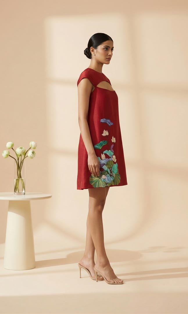 THETAA Sera  Embroidered Chanderi Cotton Dress