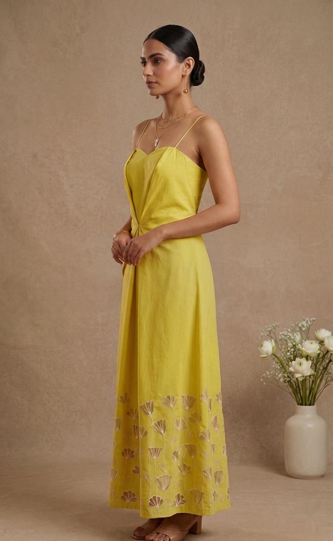 THETAA Stella  Hand-Embroidered Cotton Poplin Dress