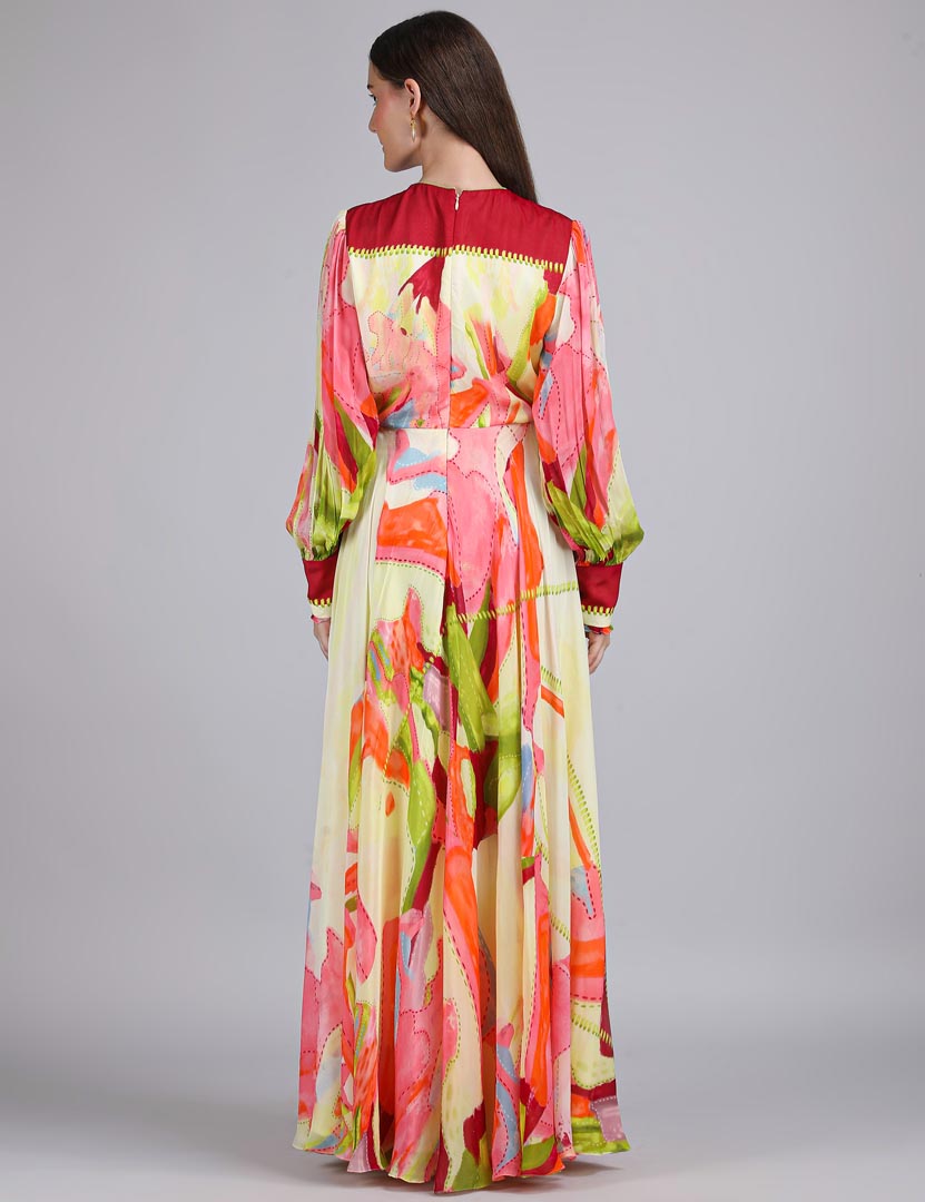 Linear lime summer placement Dress