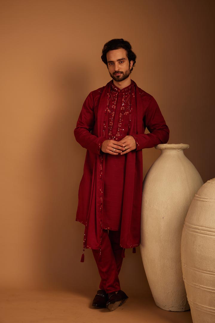 Image of Ember Red Kurta Set