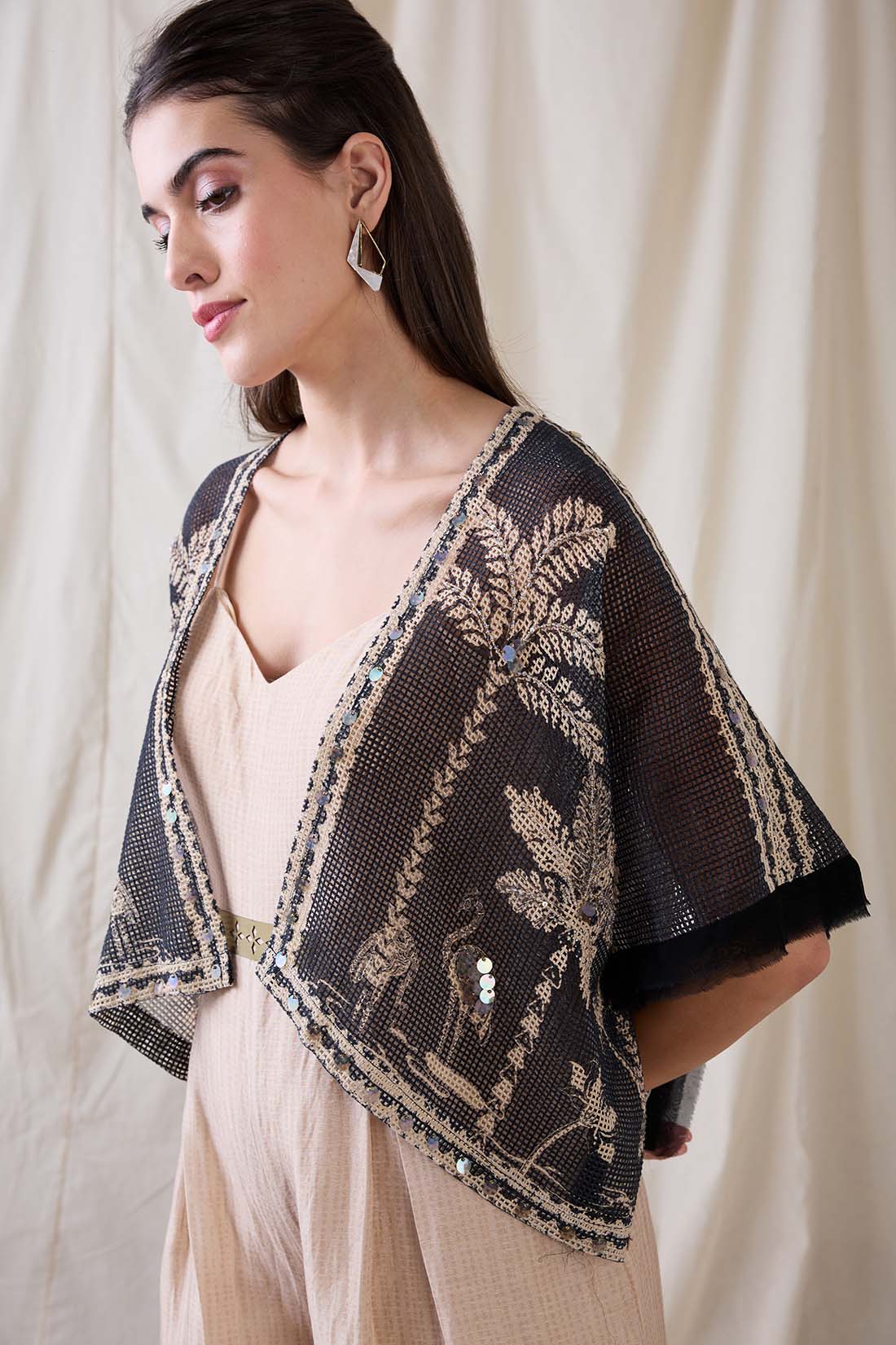 Noorani printed jumpsuit with embroidered jacket SP4721