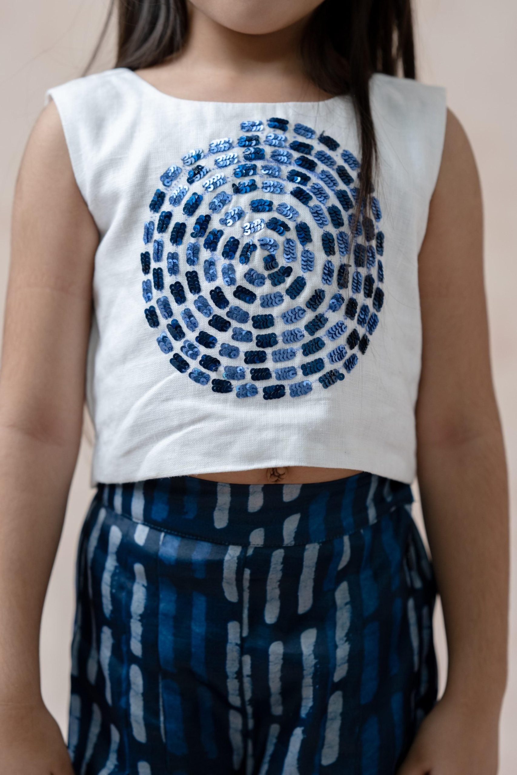 Crop top with pleated palazzo pants