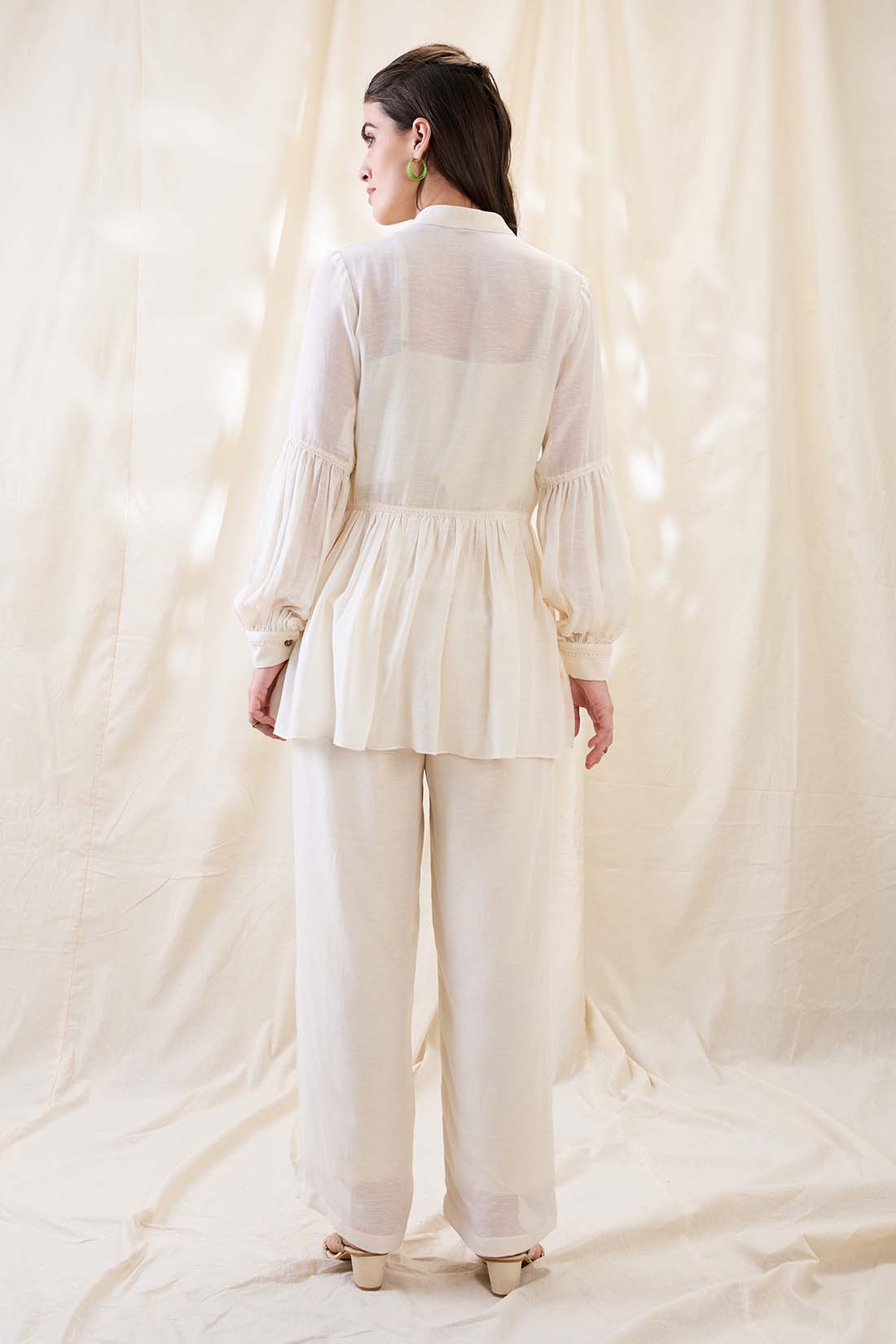 Gulzaar appliqued peplum top with palazzos SP4780