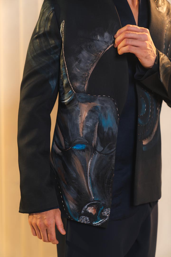 Black handpainted tauras blazer set