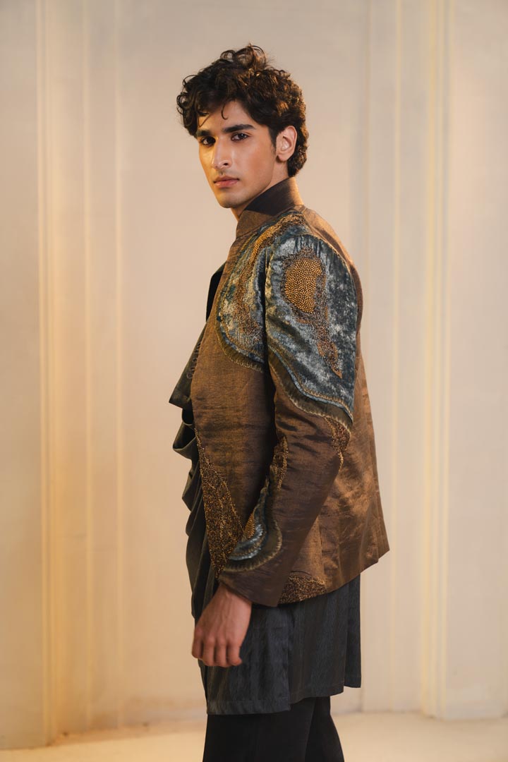 Bronze tissue short jacket set