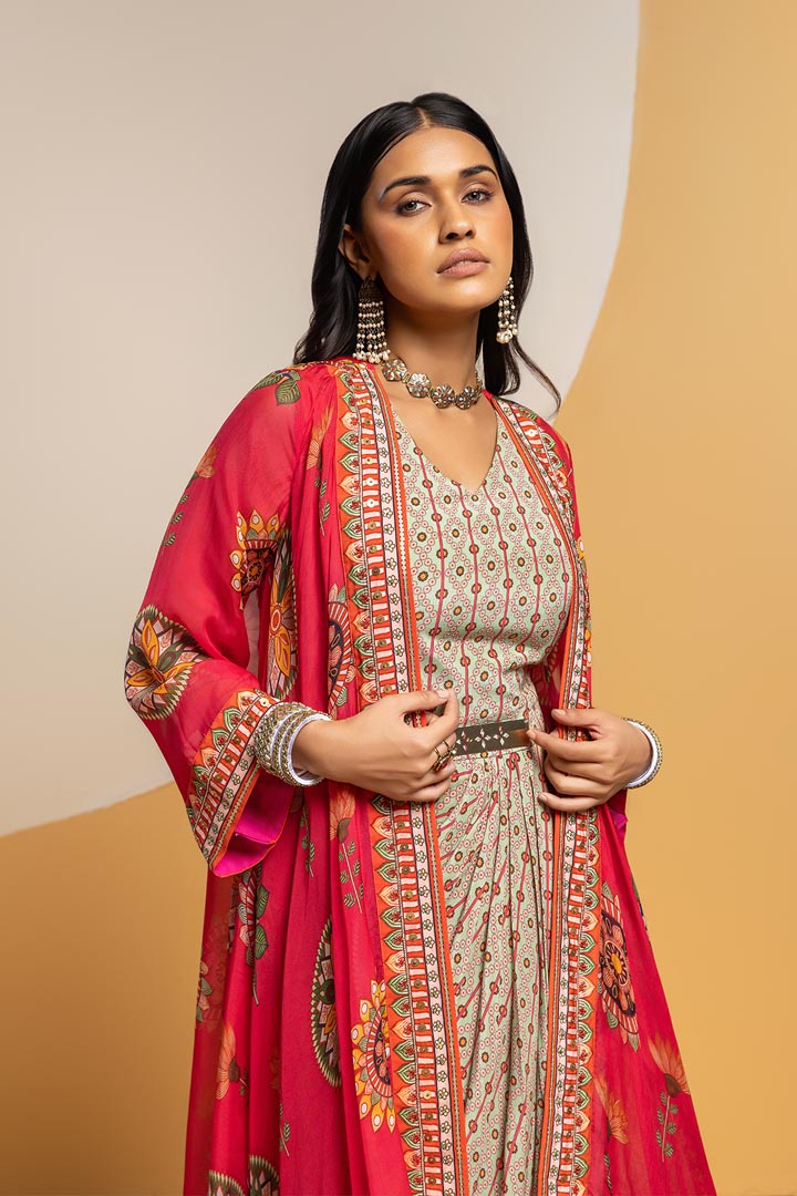 Taarani embellished  drape dress setSP4841